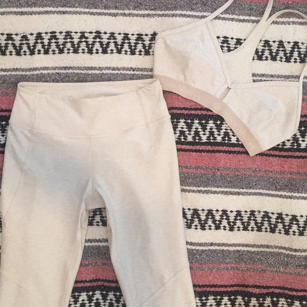 OV SET Oatmeal 7/8 leggings & steeplechase